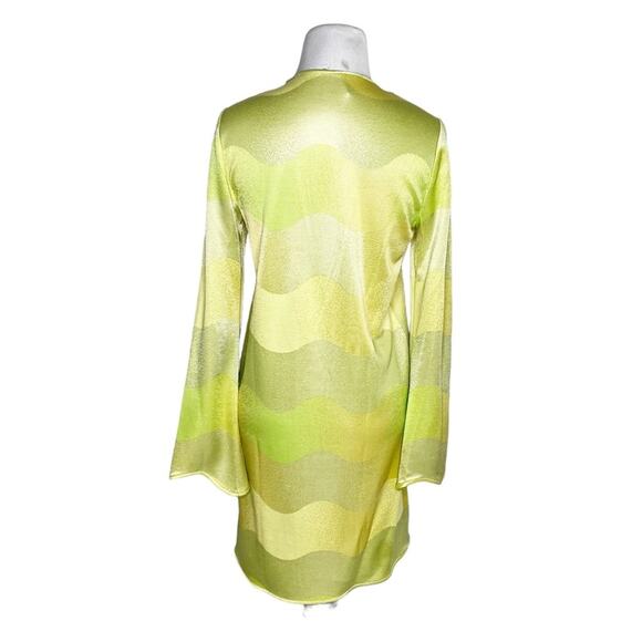 NWT Alexis Bia Satin Duster Top Jacket in Lime Waves Yellow Green Size XS - Picture 5 of 8